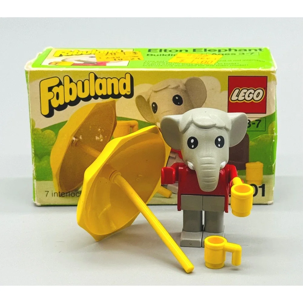 LEGO Fabuland Elton Elephant 3601 Vintage 1981 Building Set‎ Red Grey Yellow